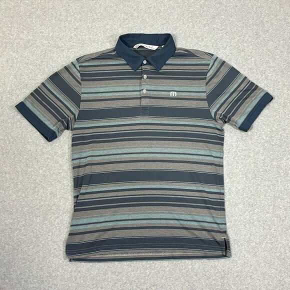 Travis Matthew Mens Golf Polo Shirt Size Small Blue Striped Short Sleeve Summer - Picture 1 of 7